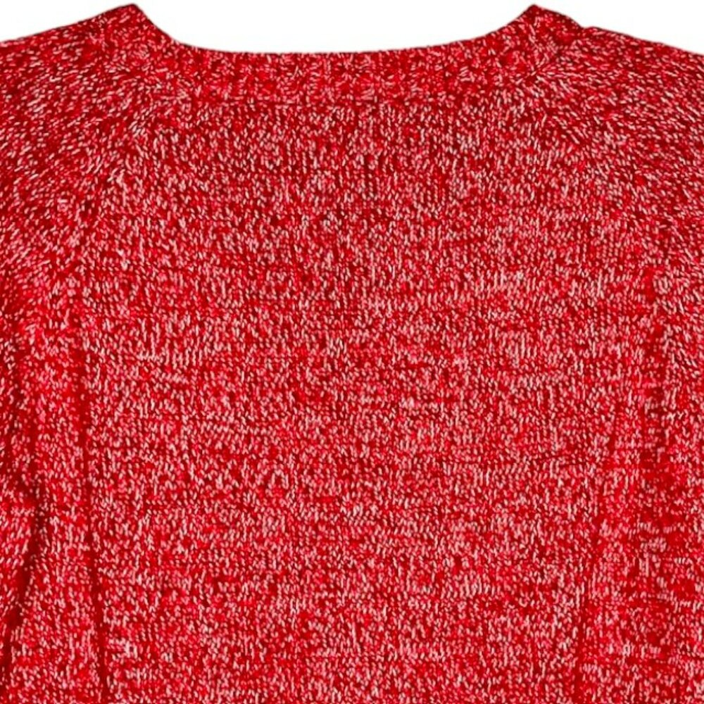 Lands' End Cotton Crewneck Weave-Front Drifter Sweater - Red/White - XL - Picture 7 of 12